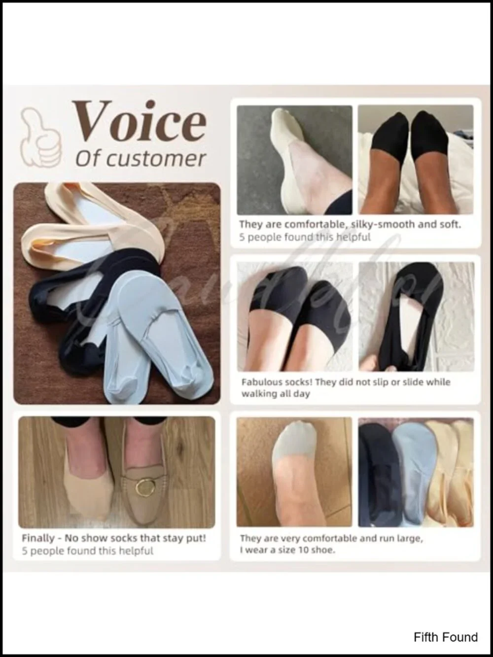 6 Pairs No Show Socks for Loafers Invisible Low Cut Liner Cotton Spandex